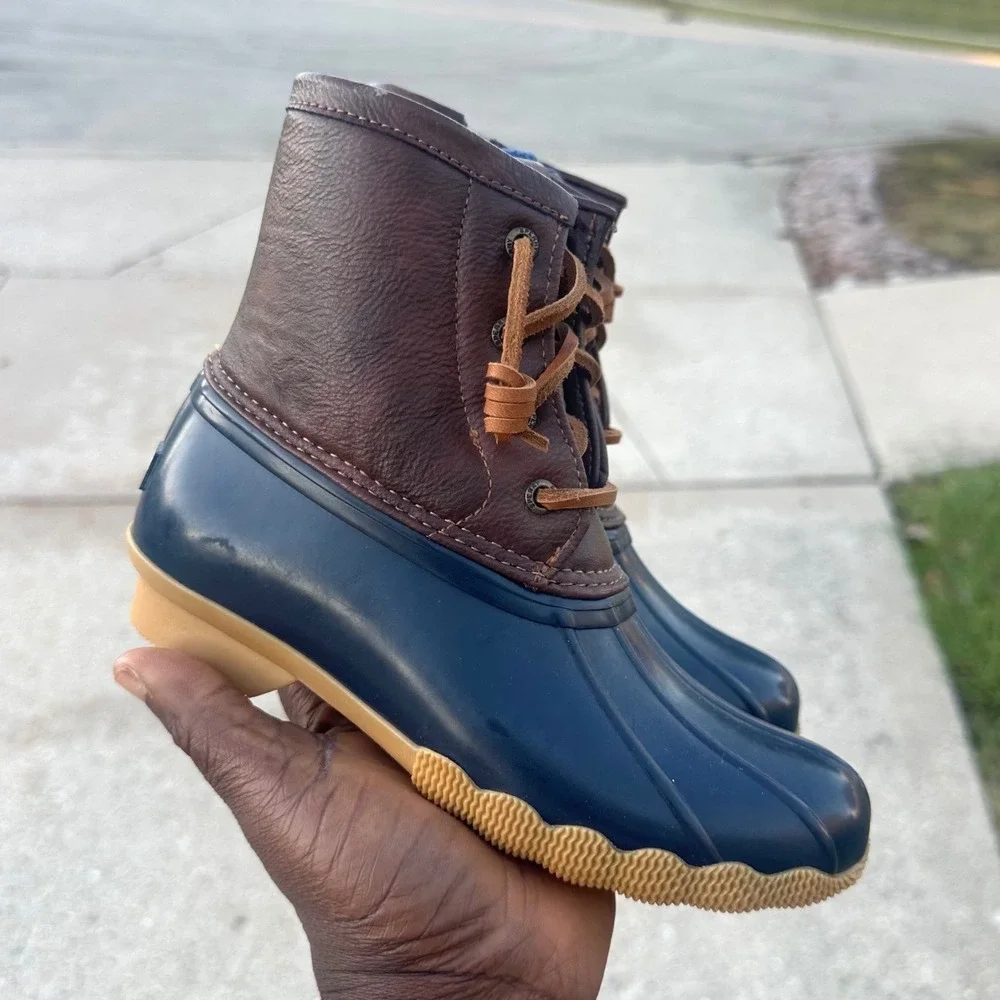 Sperry Topsider Saltwater Duck Boots Little‎ Kids Size 1M Blue Brown